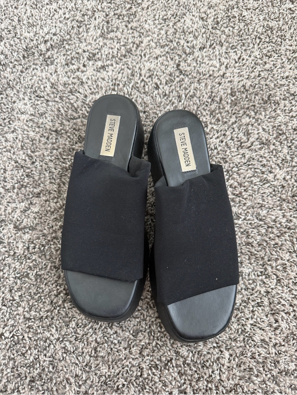 Steve Madden Black Slide Mules with Wide Fabric Upper